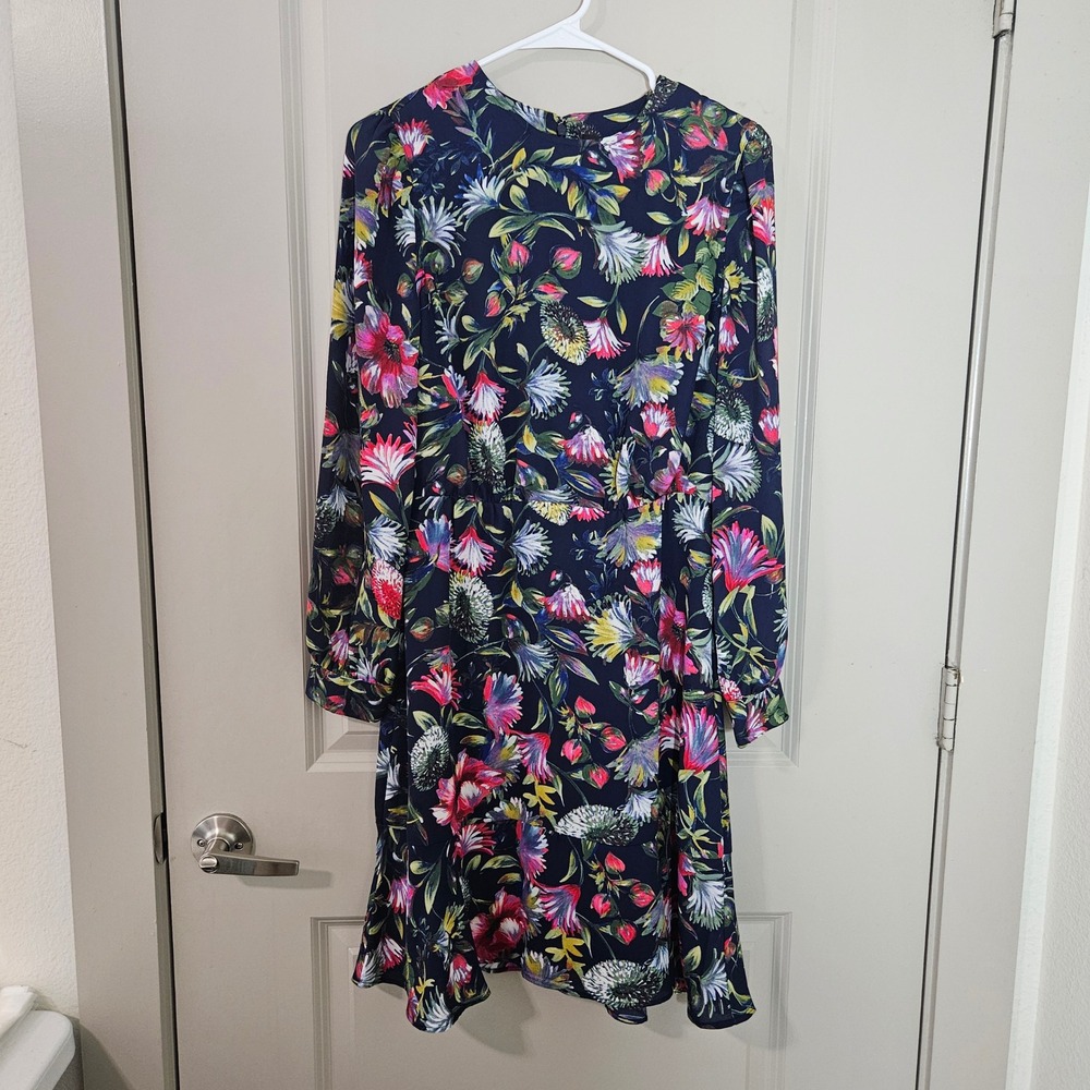 J.Crew Navy Blue Botanical Floral Long Sleeve Mini Dress Size 2T